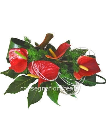 Composizione centrotavola con anthurium