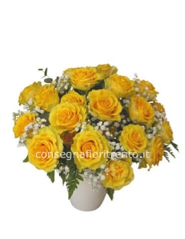 Bouquet di 7 rose gialle confezionate .