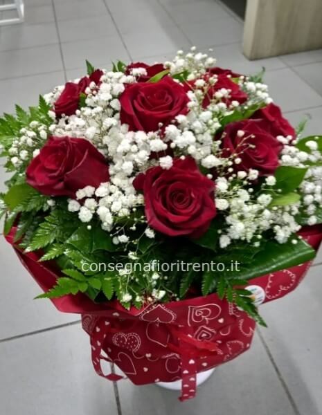 batticuore  bouquet con 9 rose rosse 