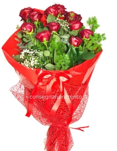 ❤️La sinfonia dell´Amore mazzo di 17 rose rosse stelo lungo