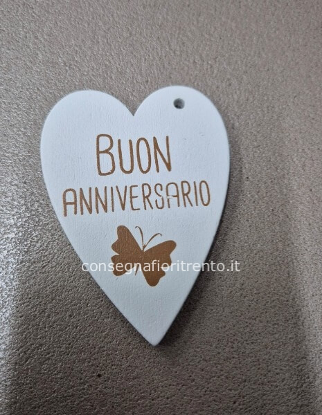 Biglietto di auguri in legno, a forma di cuore,buon anniversario