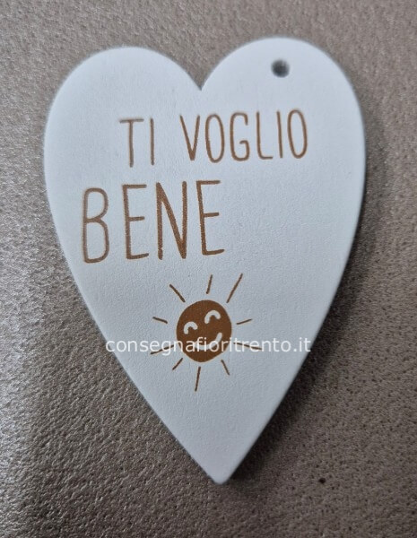 Biglietto di auguri in legno, a forma di cuore, ti voglio bene