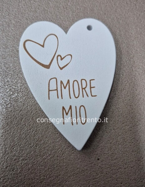 Biglietto di auguri in legno, a forma di cuore, amore mio