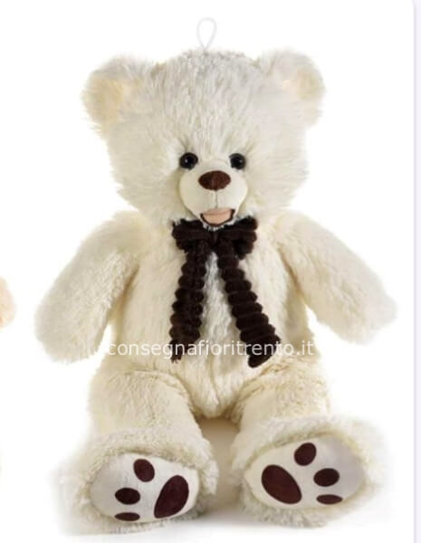 Orsetto di peluche con fiocco in stoffa vellutata