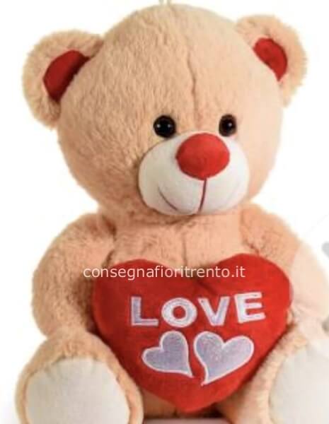 Orsetto peluche con cuore imbottito e scritta Love